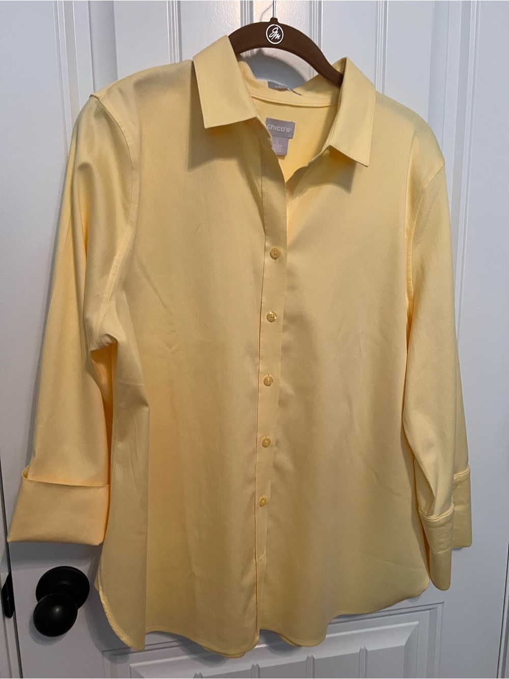 Chico's Pale Yellow No Iron Blouse